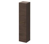 Napoli Wall Mounted Tall Storage Unit with 2 Doors and Brushed Brass Handles | Brown Oak | MDF | 350mm x 1600mm
