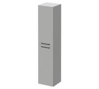 Napoli Wall Mounted Tall Storage Unit with 2 Doors and Gunmetal Grey Handles | Gloss Grey Pearl | MDF | 350mm x 1600mm