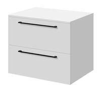 Napoli Wall Mounted Vanity Unit for Countertop Basins with 2 Drawers and Matt Black Handles | Gloss White | MDF | 600mm