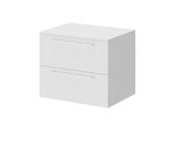 Napoli Wall Mounted Vanity Unit for Countertop Basins with 2 Drawers and Polished Chrome Handles | Gloss White | MDF | 600mm
