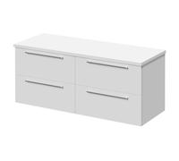 Napoli Wall Mounted Vanity Unit for Countertop Basins with 4 Drawers and Polished Chrome Handles | Gloss White | MDP | 1200mm