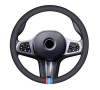 Nappa Leather Car Steering Wheel Cover Custom Fit for Toyota RAV4 Camry Corolla Tacoma Accessories, Universal 14.5-15 Inch Auto Steering Wheel Covers with Logo, Non-Slip and Breathable, Black