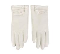 Nappaglo Women Nappa Leather Gloves Warm Lining Winter Button Decoration Imported Leather Lambskin Driving Gloves (Non-Touchscreen)