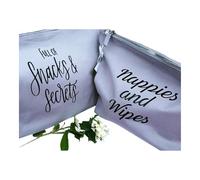 Nappies and Wipes & Snacks and Secrets Canvas Zip Bag Set, Grey, 2 Pack