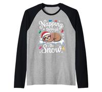 Napping Through The Snow Sloth Lovers Cozy Christmas Vibes Raglan Baseball Tee