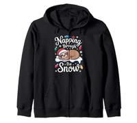 Napping Through the Snow Sloth Lovers Cozy Christmas Vibes Zip Hoodie
