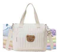 Nappy Bag for Women, Storage Bag with Bear Pattern, Travel Changing Bags with Adjustable Shoulder Strap, Decorated with Quilted Emerer Strap, for Travel, Work, Gym, School, Sick