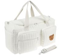 Nappy Bag Tote, Hospital Maternity Bag, Large Capacity Baby Changing Bags with Shoulder Strap for Labour and Delivery Travel Weekend Overnight Tote, Cute Bear Print(White)