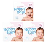 Nappy Bags - Disposable Baby Nappy Sack - Easy Tie Handles Diaper Bag -Nappy Bin Waste Sacks Bags- Scented Nappy Bags -For Home, Travel, Pets (600 Pack)