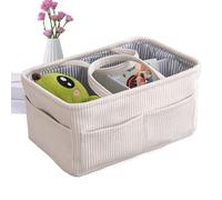 Nappy Basket, Large Portable Corduroy Tote Bag | Nappy Organizer Bag for Children's Room - For Home Bedside Table Car Trunk Baby Room Wipes