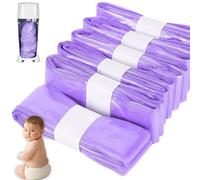 Nappy Bin Refills, 6PCS Diaper Pail Refill Bags Set, Diaper Bin Pail Disposal Bags 4.5m Long Compatible with Angelcare and Spross Diaper, Twist & Click and All Others(Purple)