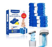 Nappy Bin Refills, 7.5m Extra-Long Diaper Pail Bags Compatible with Tommee Tippee Twist & Click and Sangenic TEC Bins, Multi-Layer Odour-Blocking Refill Liners for Nappy Disposal (8Packs)