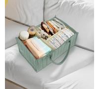 Nappy Caddy Newborn Essentials Diaper Caddy Organizer with Detachable Divider Portable Baby Shower Basket with Handle Nursery Storage Bin 38x25x17cm for Car Travel Home