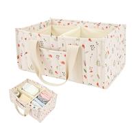 Nappy Caddy Organiser,38x25x18cm Portable Baby Diaper Caddy with Handles for Nappy Station,Washable Stylish Nursery Storage Basket Newborn Essentials,Baby Shower Gifts for Girls Boys(Woodland Cream)