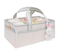 Nappy Caddy Organiser with Handle Charm, Felt Diaper Caddy Baby Hamper Baskets Empty with 5 Compartments, Registry Search Must Haves Items, Nursery Storage Organizer for Newborn Girl Boy(green)