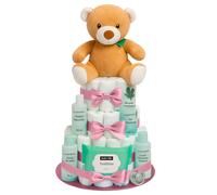 Nappy Cake for Boys and Girls Gift for Birth Baby First Equipment Newborn Personalised Handmade Nappy Bag Newborn Baby Set Newborn Baby Shower Gift with Premium Products