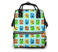 Nappy Changing Bag Backpack, Large Diaper Bags Blue Sponge Monsters Multi-Function Waterproof Maternity Nappy Back Pack for Baby Care Mom Dad Travel