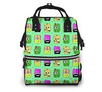 Nappy Changing Bag Backpack, Large Diaper Bags Green Sponge Monsters Multi-Function Waterproof Maternity Nappy Back Pack for Baby Care Mom Dad Travel