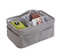 Nappy Organizer Basket - 38 x 25 x 18cm, Nursery Storage Basket, Large Portable Corduroy Tote Bag for Kid's Room, Diaper Organizer and Tote