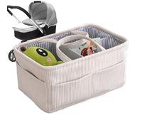Nappy Organizer, Large Corduroy Storage Bag | Organiser Bag for Kindergarten - for Home Bedside Desk Sofa Trunk Nursery