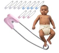 Nappy Pins 55 mm Value Pack of 12 Mixed Colours - Large Safety Pins For Reusable Cloth Nappies - Strong & Secure With Locking Safety Cap, Rust Proof Stainless Steel - Giddy Square