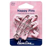 Hemline Pink Baby Nappy Diaper Safety Pins With Safety Lock & Push In Heads 56mm 1/4 Inch