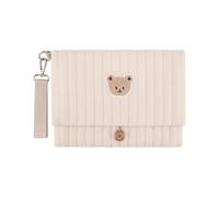 Nappy Pouch | Cute Bear Embroidered Foldable Pouch | With Stroller Strap Compartment And Diaper Bag Organizers - For Travel Road Work Hospital Nurse Mom Dad Pare