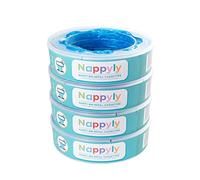 NAPPYLY nappy bin refill cassettes - Compatible with AngelCare and Litter Locker diaper disposal systems - Pack of 4 refills - 7 layer bags add extra protection and lock smells away