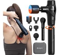 NAPRE 3-in-1 Mini Massage Gun with Heat and Cold,Deep Tissue Back Massage with Detachable Handle for Neck/Body Pain Relief,Portable Handheld Percussion Muscle Massager,Small & Quiet,5 Heads,with Case