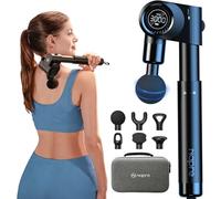 Napre Foldable Massage Gun Deep Tissue with 5 Adjustable Angles,Portable Percussion Back Massager for Muscle/Neck/Body Pain Relief with Long Extension Metal Handle, 32-Speed Levels, with Carrying Case