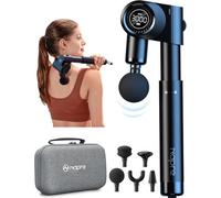 Napre Foldable Massage Gun Deep Tissue with 5 Adjustable Angles,Portable Percussion Back Massager for Muscle/Neck/Body Pain Relief with Long Extension Metal Handle, 32-Speed Levels, with Carrying Case