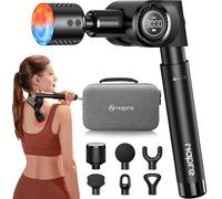 Napre Massage Gun with Heat and Cold Head,Deep Tissue Muscle Massage Gun with Long Extension Handle,Percussion Back Massager for Neck/Body Pain Relief,32-Speeds,Foldable with 5 Adjustable Angles