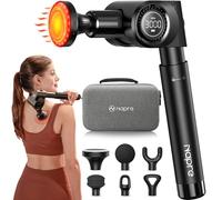 Napre Massage Gun with Heat and Red Light Therapy,Deep Tissue Muscle Massage Gun with Long Extension Handle,Percussion Back Massager for Neck/Body Pain Relief,32-Speeds,Foldable,5 Adjustable Angles
