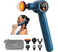 Napre Massage Gun with Heat and Red Light Therapy,Massage Gun Deep Tissue with Extended Handle & 3 Adjustable Angles,Handheld Percussion Muscle Massager for Back/Neck/Body Pain Relief with Case,Blue