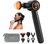 Napre Massage Gun with Heat and Red Light Therapy,Massage Gun Deep Tissue with Extended Handle & 3 Adjustable Angles,Handheld Percussion Muscle Massager for Back/Neck/Body Pain Relief with Case,Black