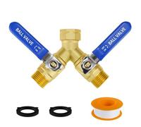 Napredak Garden Hose Splitter 2 Way, Heavy Duty Brass Hose Splitter with Individual Shut Off Valves, GHT 3/4 Hose Bib, Full Flow Dual Outlet Garden Hose Y Splitters for Outdoor Faucet Water Spigot