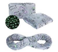 NAPRO Kids 3-in-1 Travel Blanket and Pillow Combo, Convertible Infinity Scarf, Lightweight Neck Support for Airplane, Car & Camping, Glow-in-The-Dark, Gamer, 60x40 inches, Contemporary