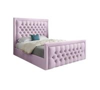 Napster Upholstered Soft Velvet Designer Bed Frame KDMD Pink Double