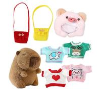 Naptime Capybara Cuddly Toy Girls - Plush Toy with Clothes and Accessories for Children's Room, 9.84 Inch Soft Fabric Cushion for Sleep, Cute Capybara Sleeping Doll as Decoration for Children