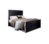Naptime Upholstered Soft Velvet Metal Designer Bed Frame KDMD Black Double