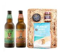 Napton Cider Premium Wicker Tray | Peacemaker Cider 4.6% ABV & Butterbox 5.4% ABV | Cheese, Chutney & Tortilla Chips | Luxury Artisan Gift Basket