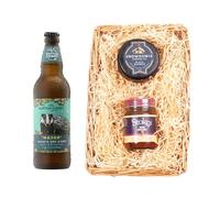 Napton Cider Wicker Tray | Major Smooth Dry Cider 6.0% ABV 500ml | Snowdonia Black Bomber Cheese | Stokes Beer Chutney | Luxury Artisan Gift Basket