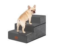 NAPWAYS Dog Stairs for Small Dogs, 13.5" H, 3-Step Pet Steps for Couch Sofa and Chair, Non-Slip Balanced Pet Ramp for Medium Cats,Indoor Dog Ladder, Grey