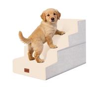 NAPWAYS Dog Stairs for Small Dogs, 18" H, 4-Step Pet Steps for High Beds or Couches, Non-Slip Balanced Pet Ramp for Medium Cats,Indoor Dog Ladder, Beige
