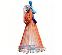 NAQAOI Nylon Hand Cast Net, 3 to 12ft Radius Fishing Throw Net with Blue Ring, for Saltwater and Freshwater Bait Fish, Easy Throw Casting Net for Beginners and Professionals (9FT Radius)