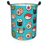 Naqiuli Cute Kawaii Sushi Laundry Basket Foldable Laundry Hamper Waterproof Oxford Cloth Large Laundry Basket Clothes Storage Bucket Toy Organizer For Bathroom, Laundry, College 17.3 x16.5 Inch