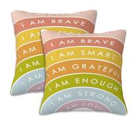 Naqiuli Positive Affirmations Throw Pillow Covers Set of 2 Inspirational Pillow Covers 16x16 Inch Modern Farmhouse Home Decorative Pillow Cases Cushion Cover for Sofa Living Room Office