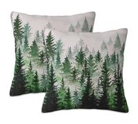 Naqiuli Throw Pillow Cover Case Foggy Forest Pillow Covers 18x18 Inch Set of 2,Soft Decorative Throw Pillow Case for Living Room Bedroom Sofa Couch Cushion Covers