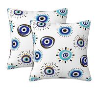 Naqiuli Throw Pillow Covers Evil Eye Pillow Covers 18x18 Inch Set of 2 Throw Pillows Decorative Pillow Cases Cushion Covers for Bedroom Livingroom Sofa Farm House