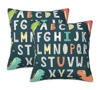 Naqiuli Throw Pillow Covers Funny Alphabet Pillow Covers 18x18 Inch Set of 2 Cute Dinosaurs Throw Pillows Decorative Pillow Cases Cushion Covers for Bedroom Livingroom Sofa Farm House